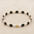 Boho Glass & Hematite Beaded TILA Beads Stretch Bracelet -BJ: MIO0031C - Olita Gifts & Goods