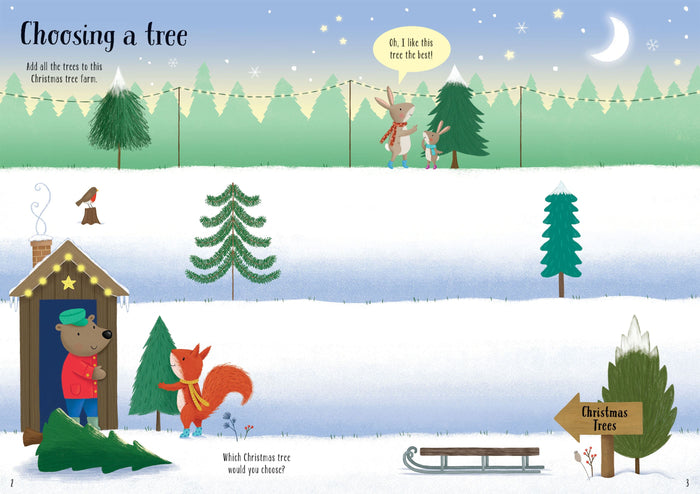 Book - Sparkly Christmas Trees Sticker Book - Spread 1