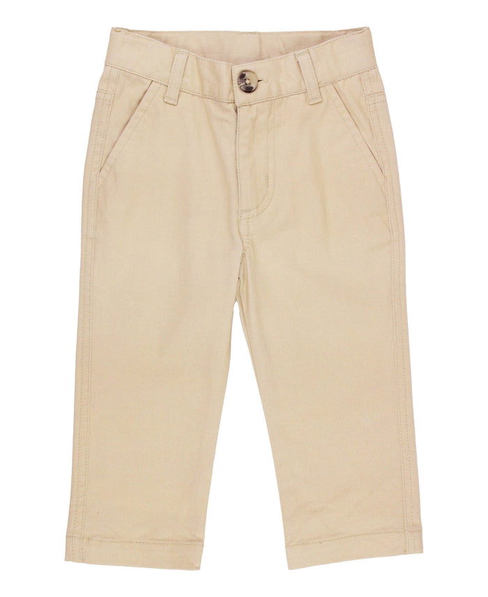 Boys Khaki Stretch Chino Pants: Off-White / 6-12m