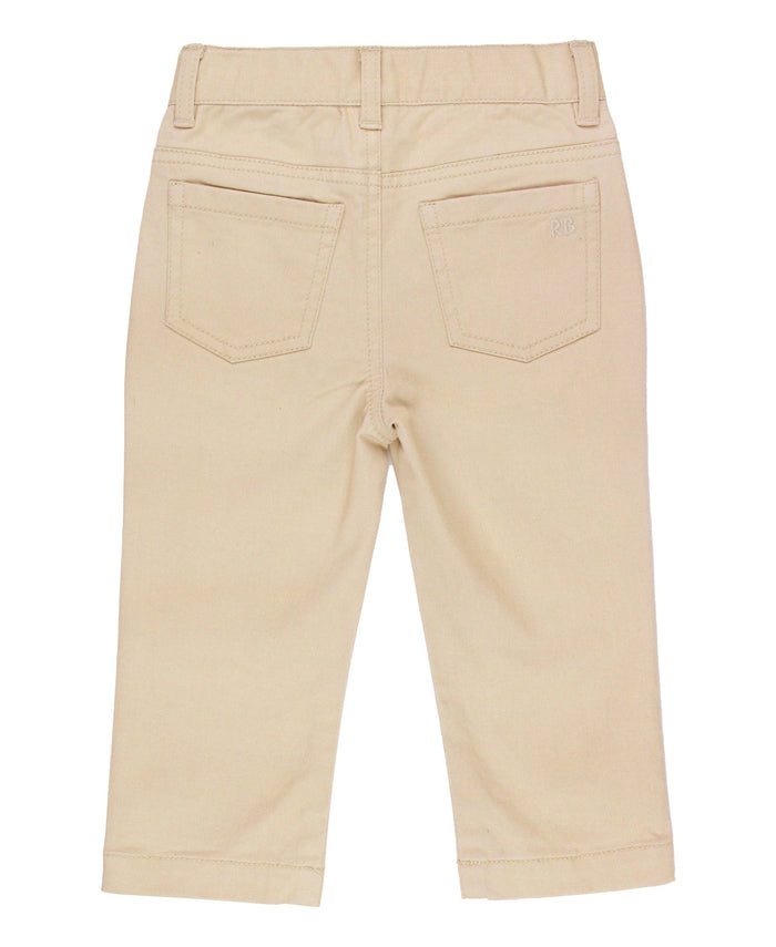 Boys Khaki Stretch Chino Pants: Off-White / 6-12m