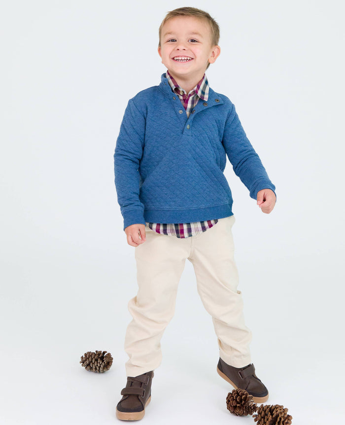 Boys Khaki Stretch Chino Pants: Off-White / 6-12m