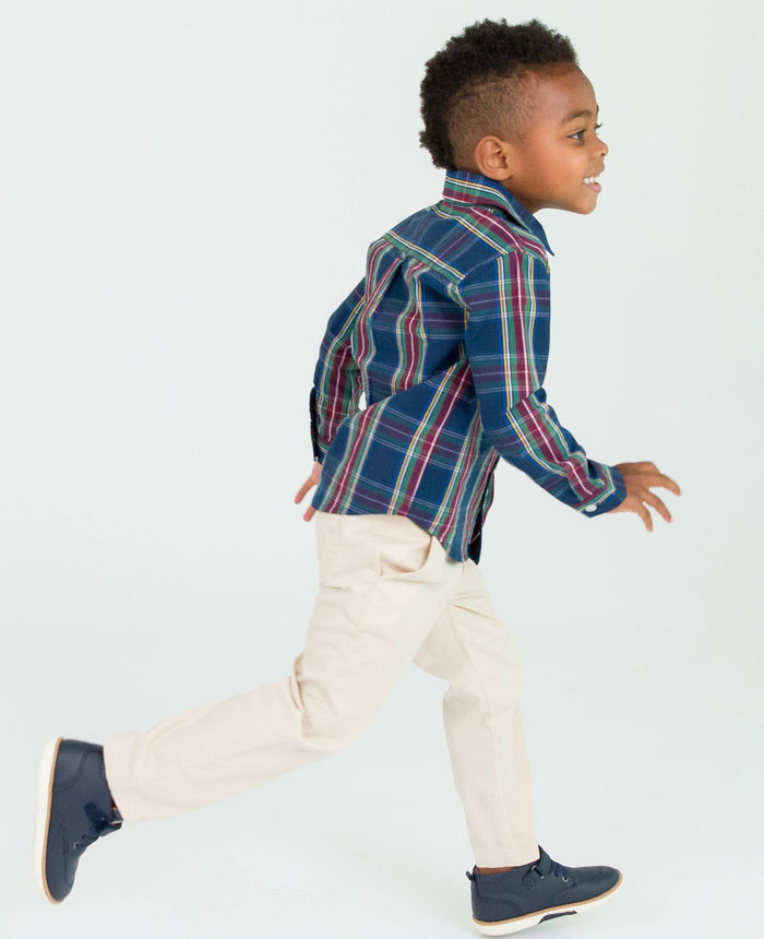 Boys Khaki Stretch Chino Pants: Off-White / 6-12m