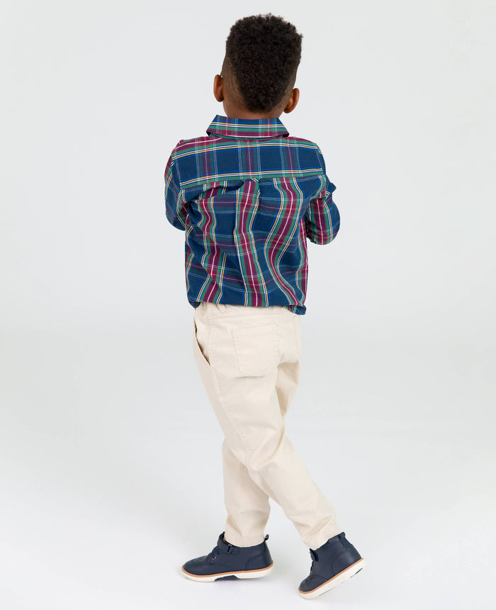 Boys Khaki Stretch Chino Pants: Off-White / 6-12m