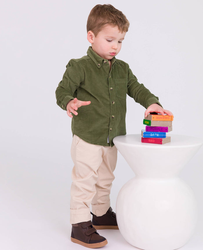 Boys Khaki Stretch Chino Pants: Off-White / 6-12m