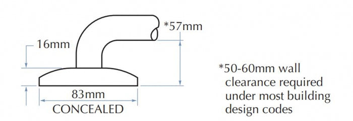 Bradley 832-035 Shower Corner Grab Rail Left Hand