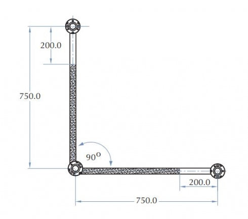 Bradley 832-2 Toilet Grab Rail Ambidextrous Peened Grip