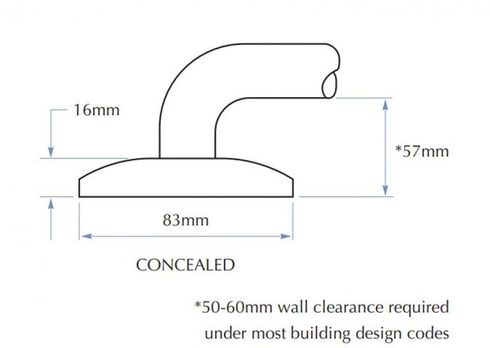 Bradley 832-6 Toilet Grab Rail 90 Degree Right Hand