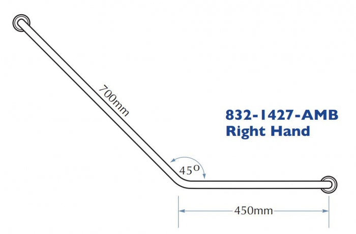 Bradley 832 Ambulant Toilet Grab Rail 45 Degree Right Hand