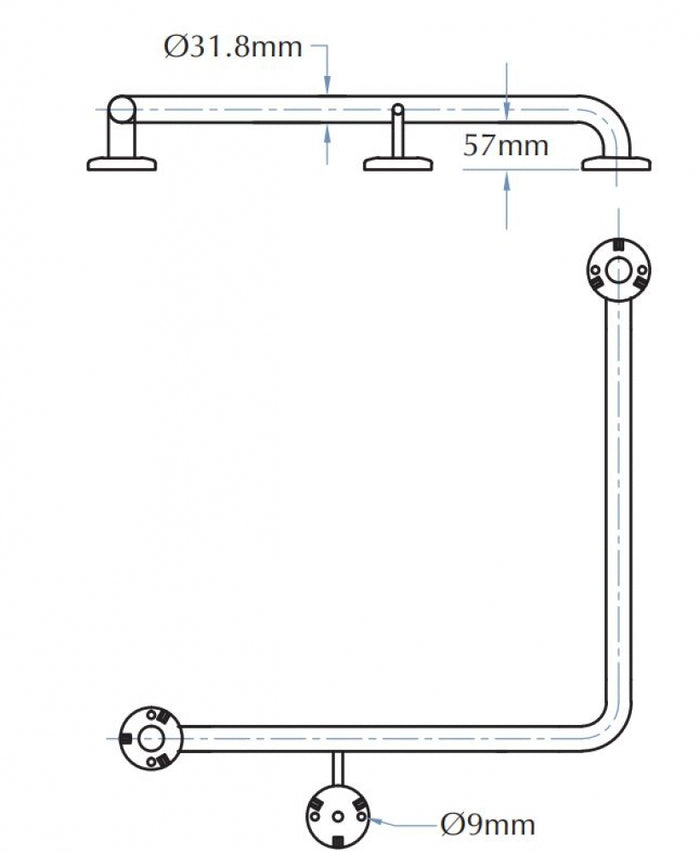 Bradley 832 Ambulant Toilet Grab Rail Left Hand