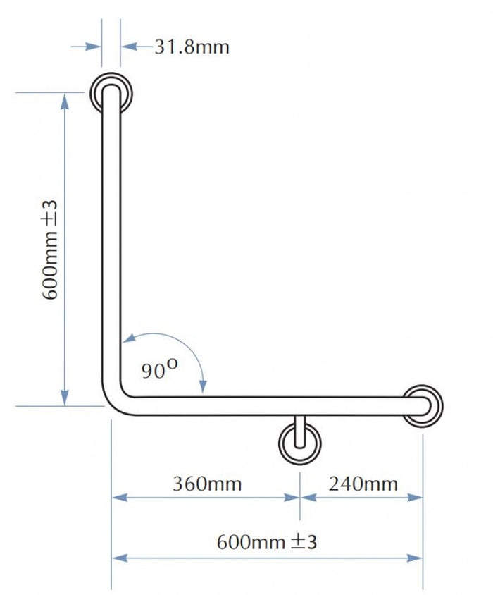 Bradley 832 Ambulant Toilet Grab Rail Right Hand