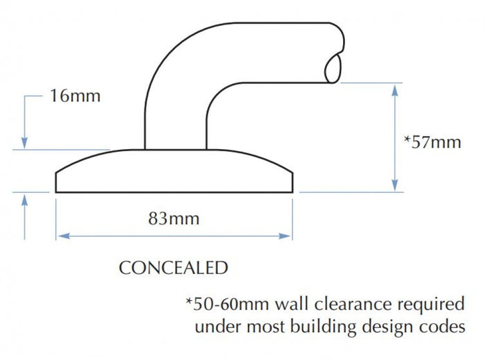 Bradley 832 Grab Rail Rear Wall 45 Degree Right Hand