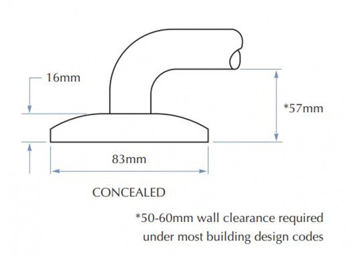 Bradley 832-MB Corner Toilet Grab Rail 90 Degree Right Hand