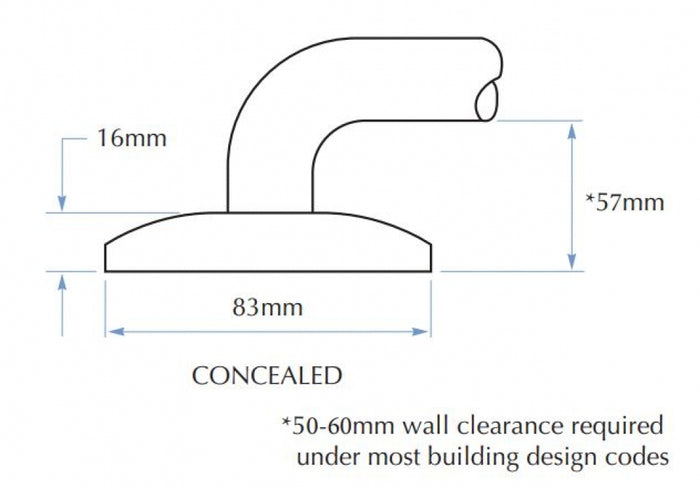 Bradley 832 Shower T-Bar Grab Rail Centre Fix