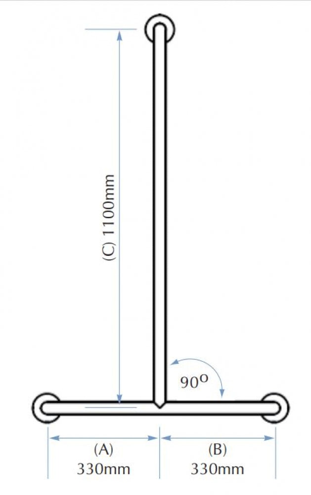 Bradley 832 Shower T-Bar Grab Rail Centre Fix