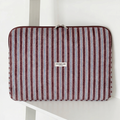 Brown, white and blue striped Laptop Sleeve with silver zip and Coconut Lane logo badge.