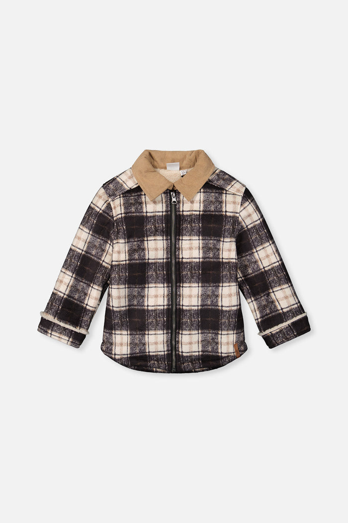Brushed Plaid Zipped Jacket Blue And Beige Checks-0