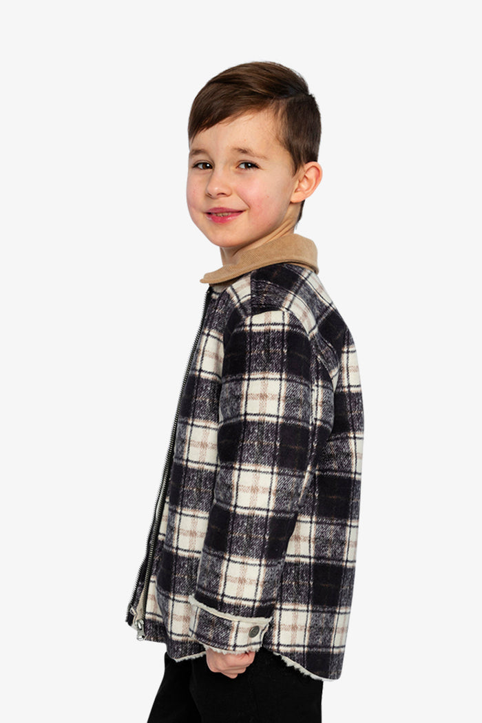 Brushed Plaid Zipped Jacket Blue And Beige Checks-2