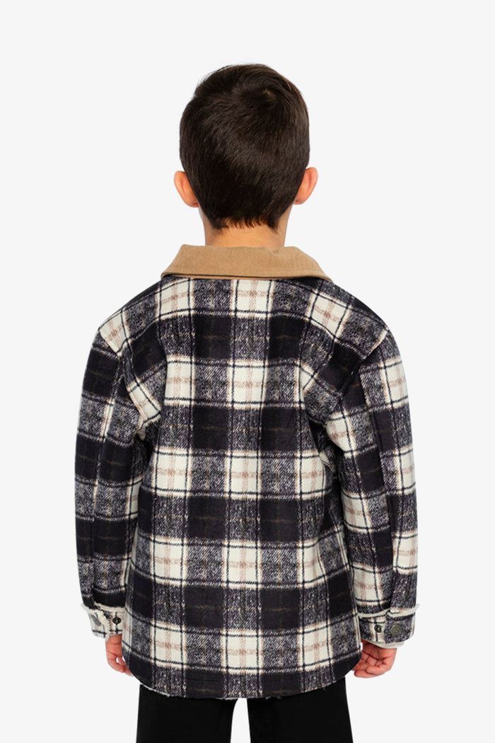 Brushed Plaid Zipped Jacket Blue And Beige Checks-3