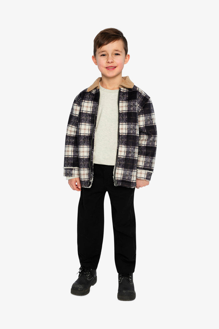 Brushed Plaid Zipped Jacket Blue And Beige Checks-4