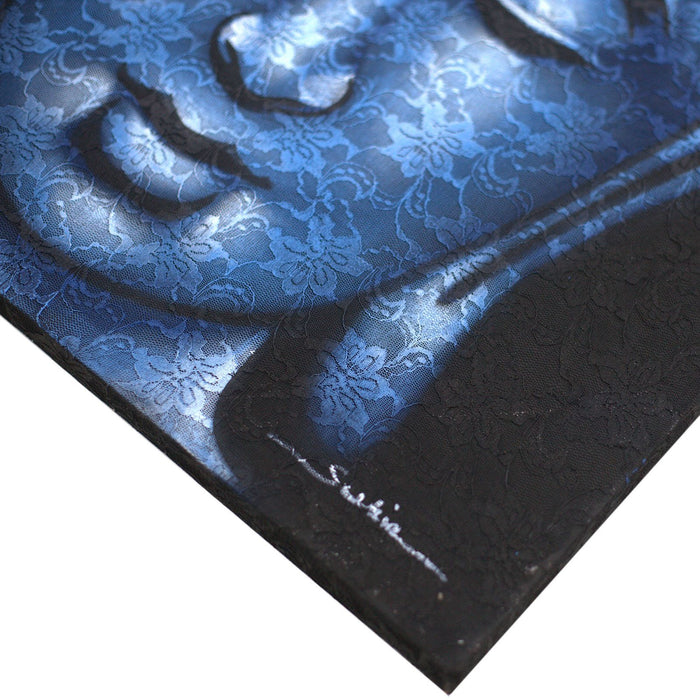 Buddah Painting Blue Brocade