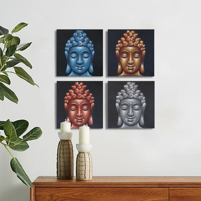 Buddha Heads Paintings Set of 4