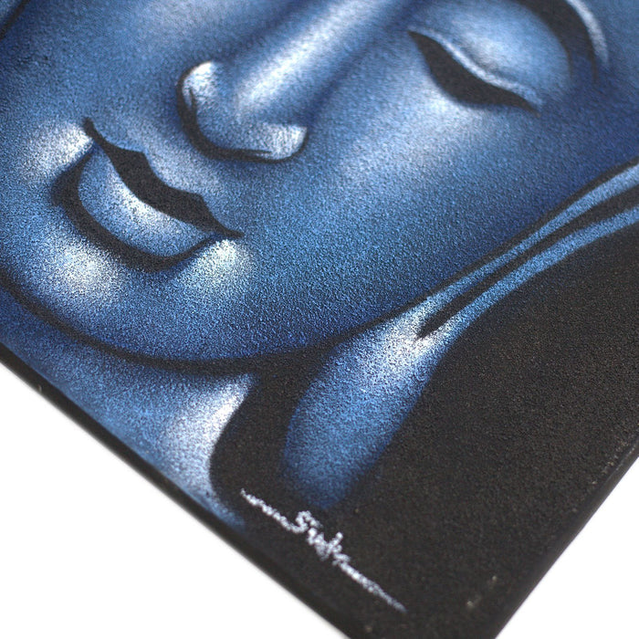 Buddha Painting Blue Sand Finish