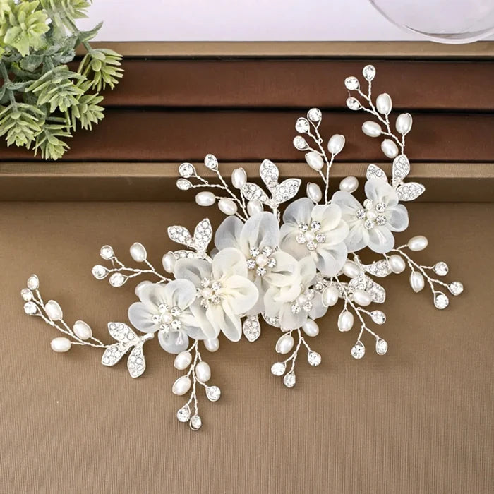 Wedding Hair Accessories - Silk Flowers Bridal Hair Clip - Available in Silver and Gold