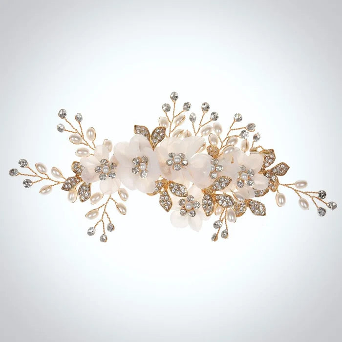 Wedding Hair Accessories - Silk Flowers Bridal Hair Clip - Available in Silver and Gold