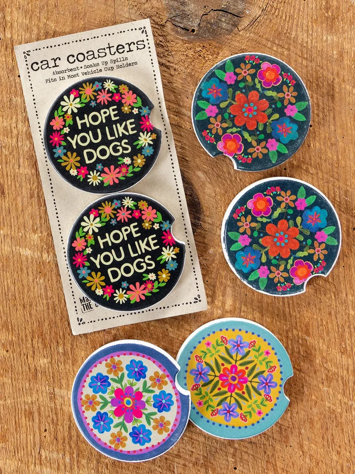 Car Coasters, Set of 2 - Folk Flower-view 3