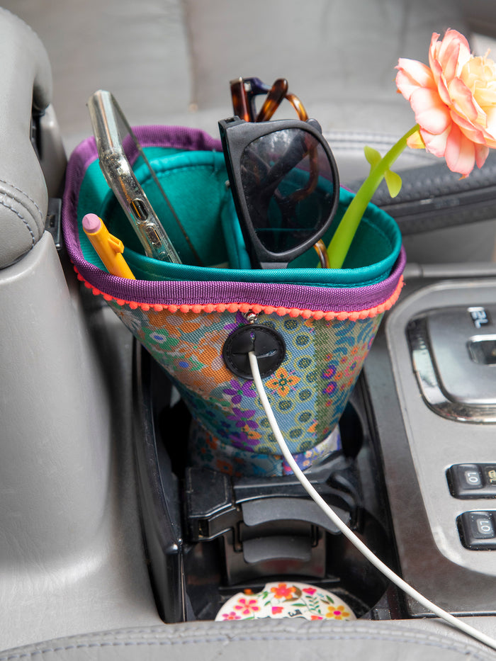 Car Cup Holder Organizer|Vintage Patchwork-view 1