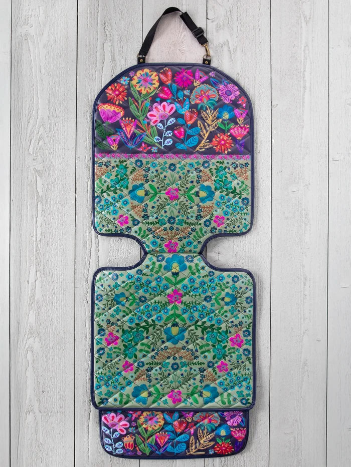 Car Seat Protector - Teal Folk Flower-view 3