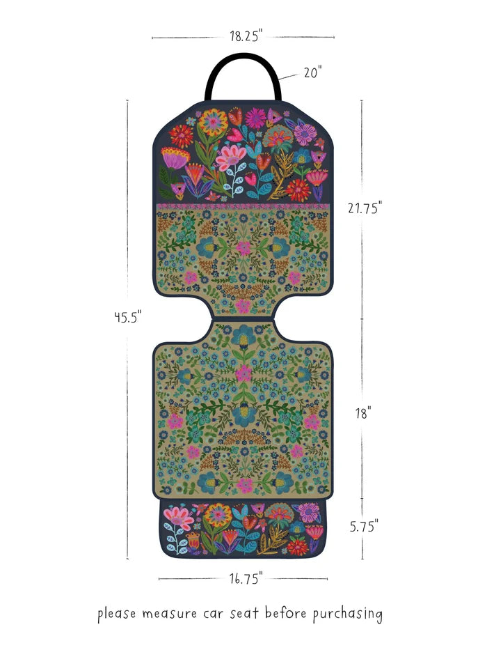 Car Seat Protector - Teal Folk Flower-view 4