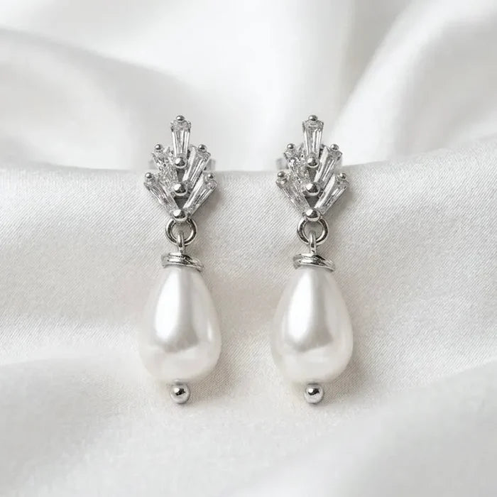 Pearl Drop Bridal Earrings | Wedding Earrings in Gold & Silver