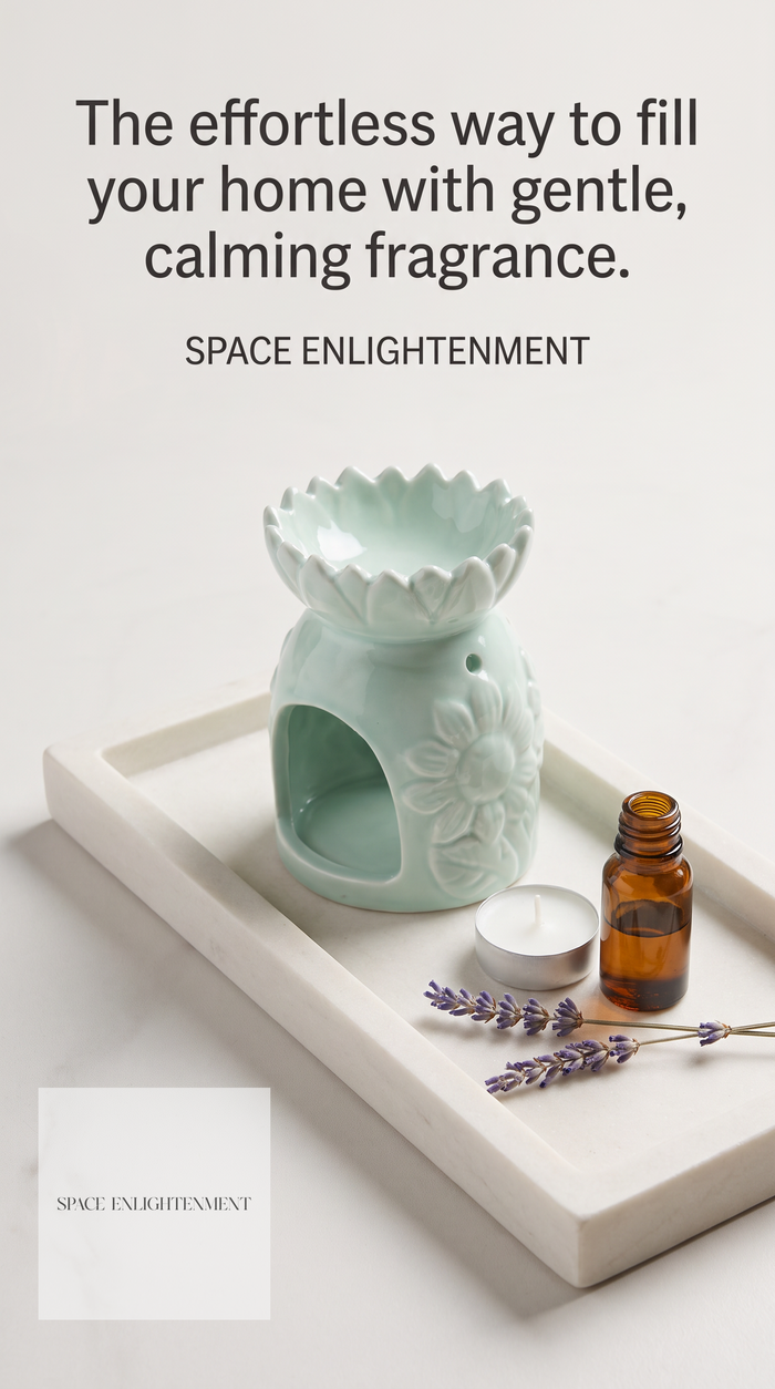 Ceramic Oil Burner Pastel Green Sunflower