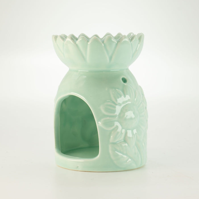 Ceramic Oil Burner Pastel Green Sunflower