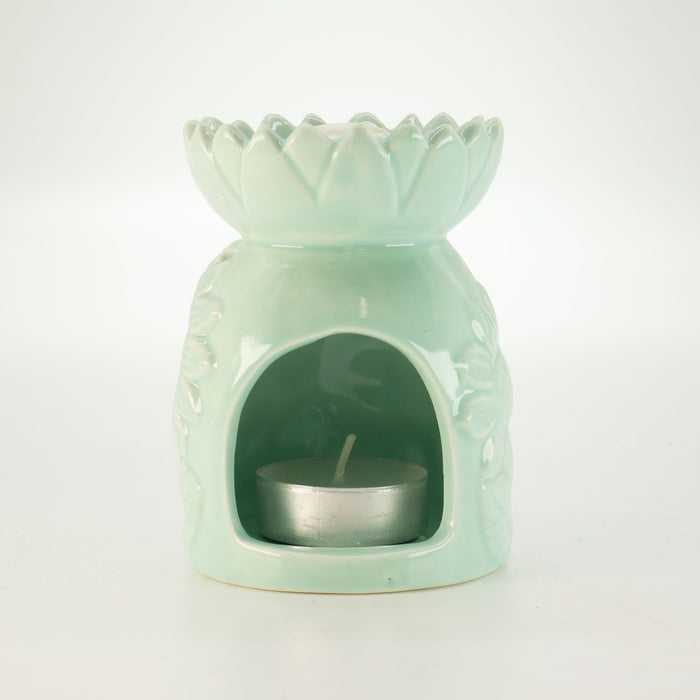 Ceramic Oil Burner Pastel Green Sunflower