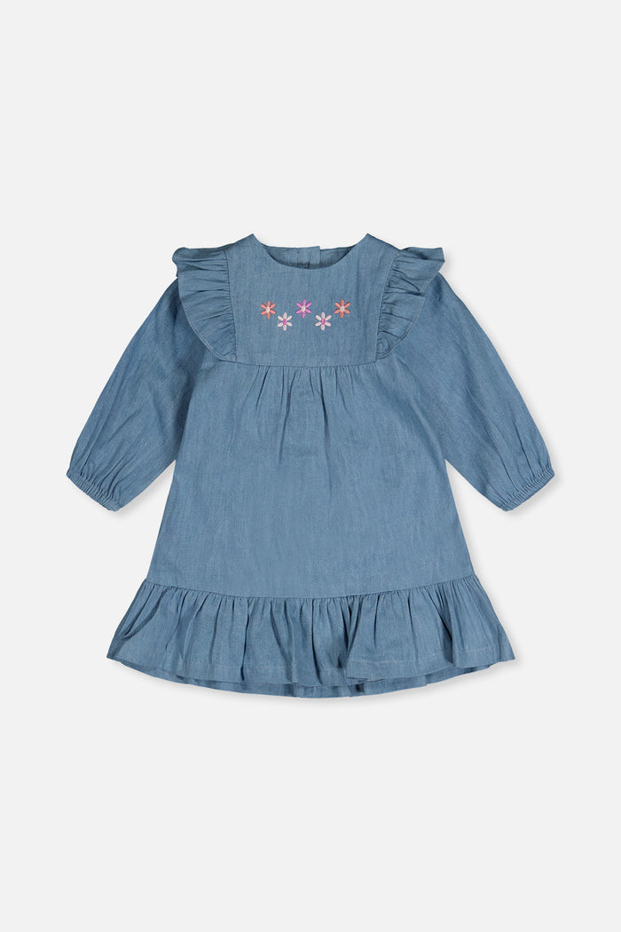 Chambray Dress Light Blue Denim-0