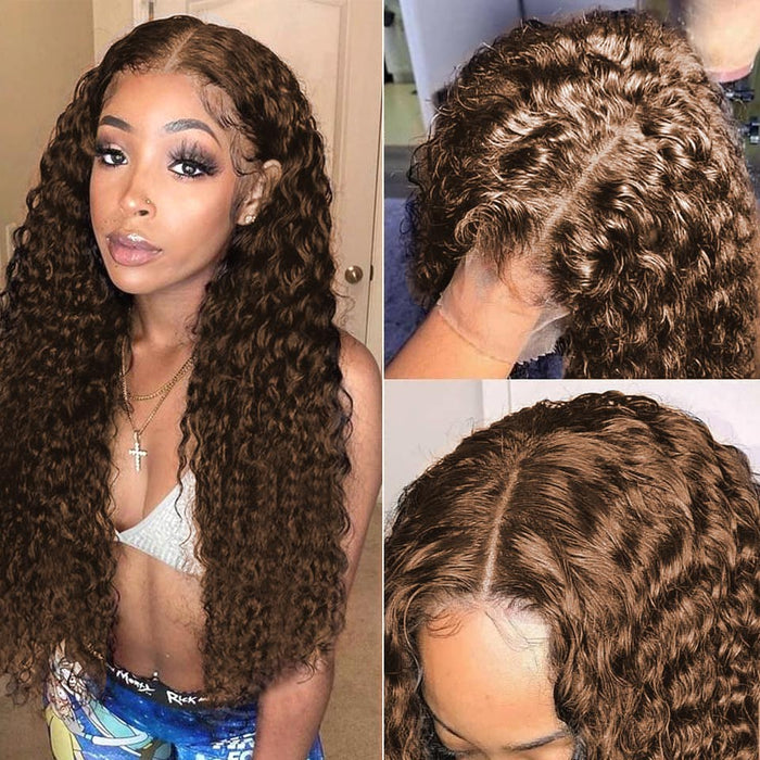 qvr glueless wigs in chestnut dark brown for a natural deep wave look.
