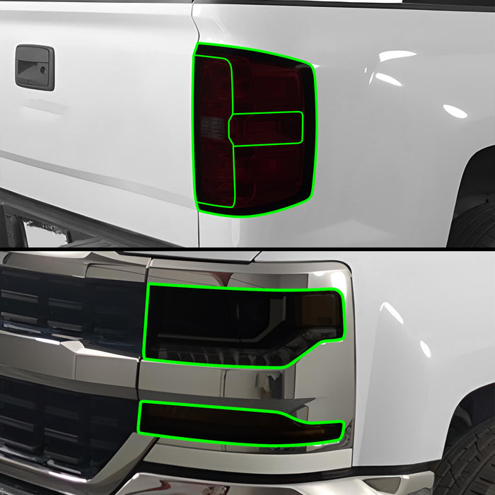 Full Headlight Taillight Precut Smoked PPF Tint Kit Film Overlay Fits Chevy Silverado 2014 - 2018 - Bogar Tech Designs