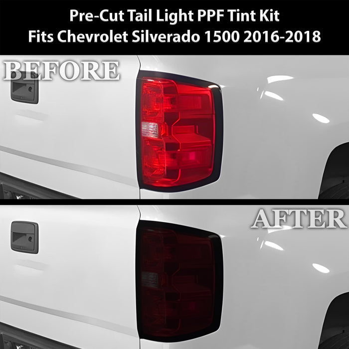 Full Headlight Taillight Precut Smoked PPF Tint Kit Film Overlay Fits Chevy Silverado 2014 - 2018 - Bogar Tech Designs
