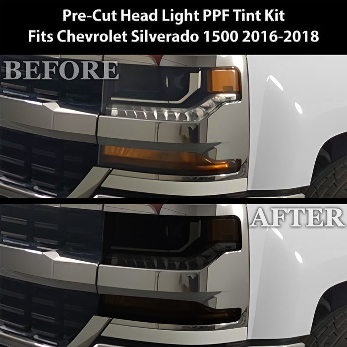 Full Headlight Taillight Precut Smoked PPF Tint Kit Film Overlay Fits Chevy Silverado 2014 - 2018 - Bogar Tech Designs