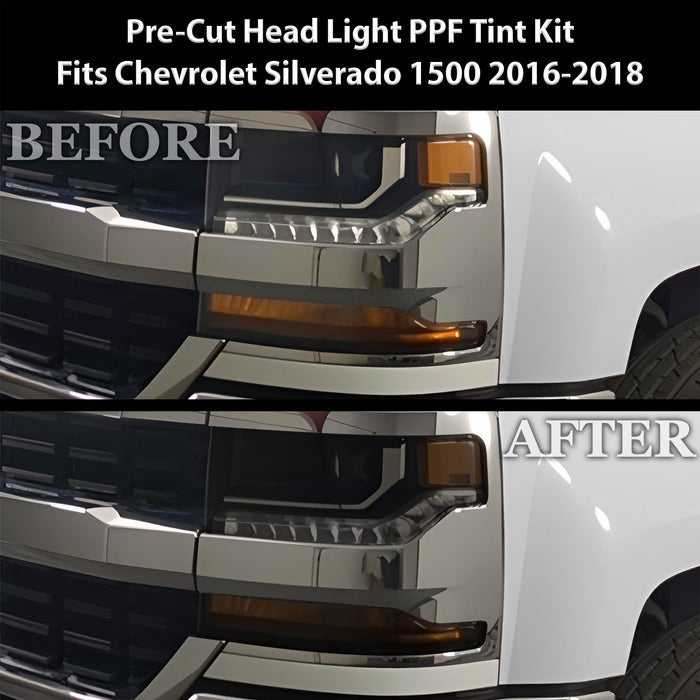 Full Headlight Taillight Precut Smoked PPF Tint Kit Film Overlay Fits Chevy Silverado 2014 - 2018 - Bogar Tech Designs