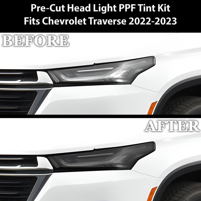 Full Headlight Taillight Precut Smoked PPF Tint Kit Film Overlay Fits Chevrolet Traverse 2022 - 2023 - Bogar Tech Designs