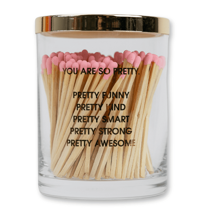 Chez Gagné - You Are So Pretty -  Match Set + Rocks Glass Duo -  200 Matches + Rocks Glass Set