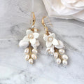 Wedding Hair Accessories - Ceramic Flowers Bridal Earrings - Available in Yellow Gold, Silver and Rose Gold