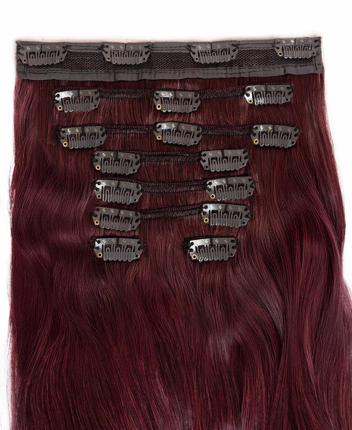 clip-in hair extensions cherry red.