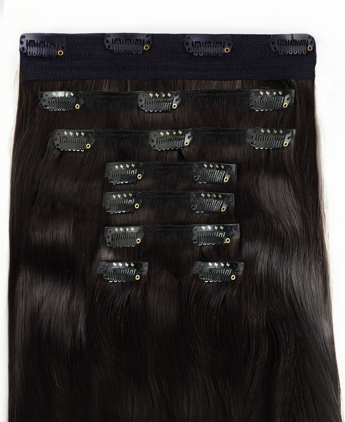 clip-in hair extensions dark brown.