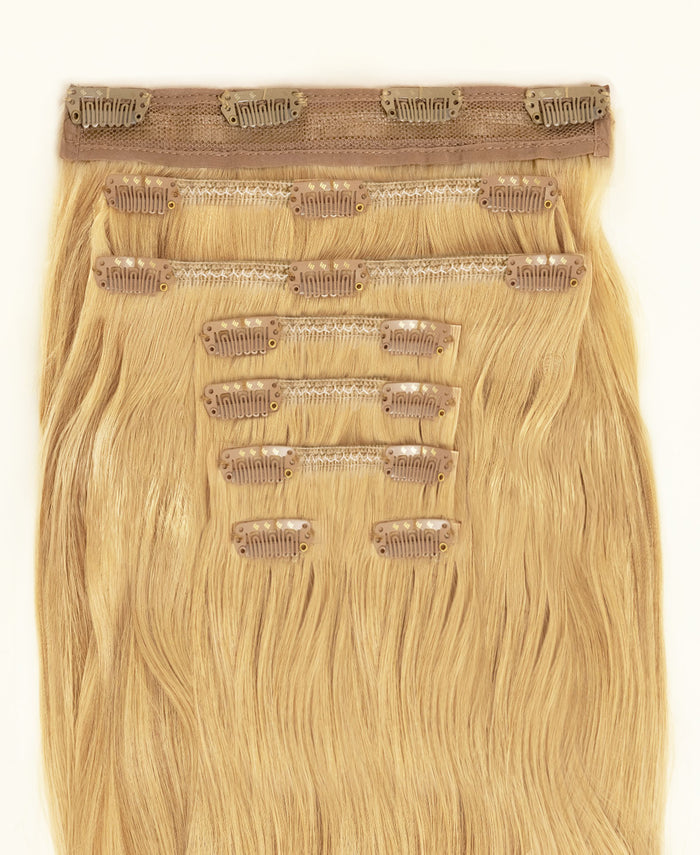 clip-in hair extensions honey blonde.
