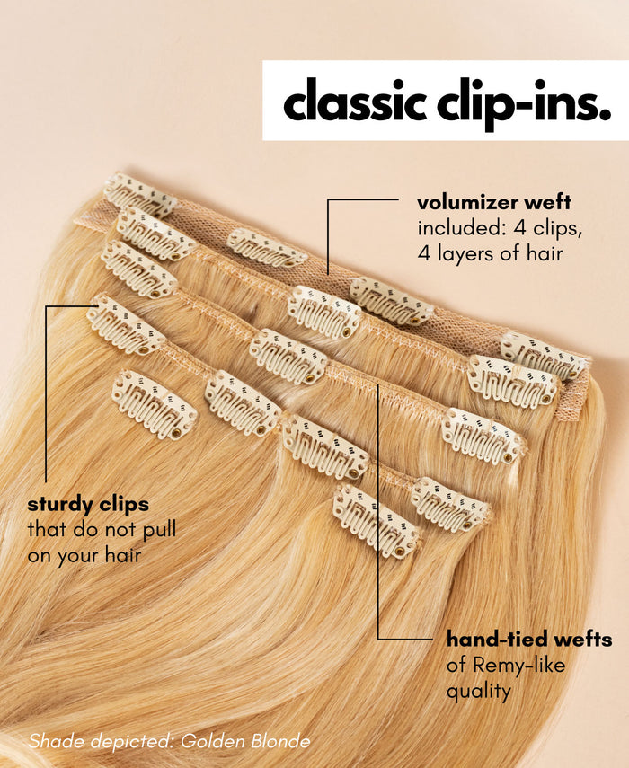 clip-in hair extensions honey blonde.
