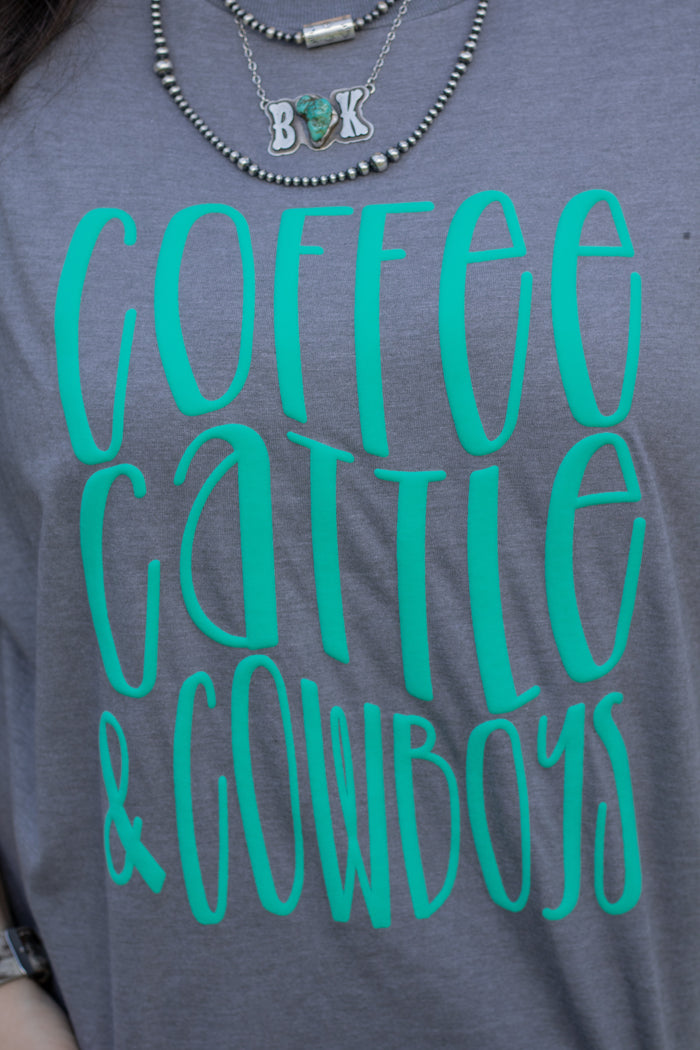 Coffee, Cattle & Cowboys Puff Tee